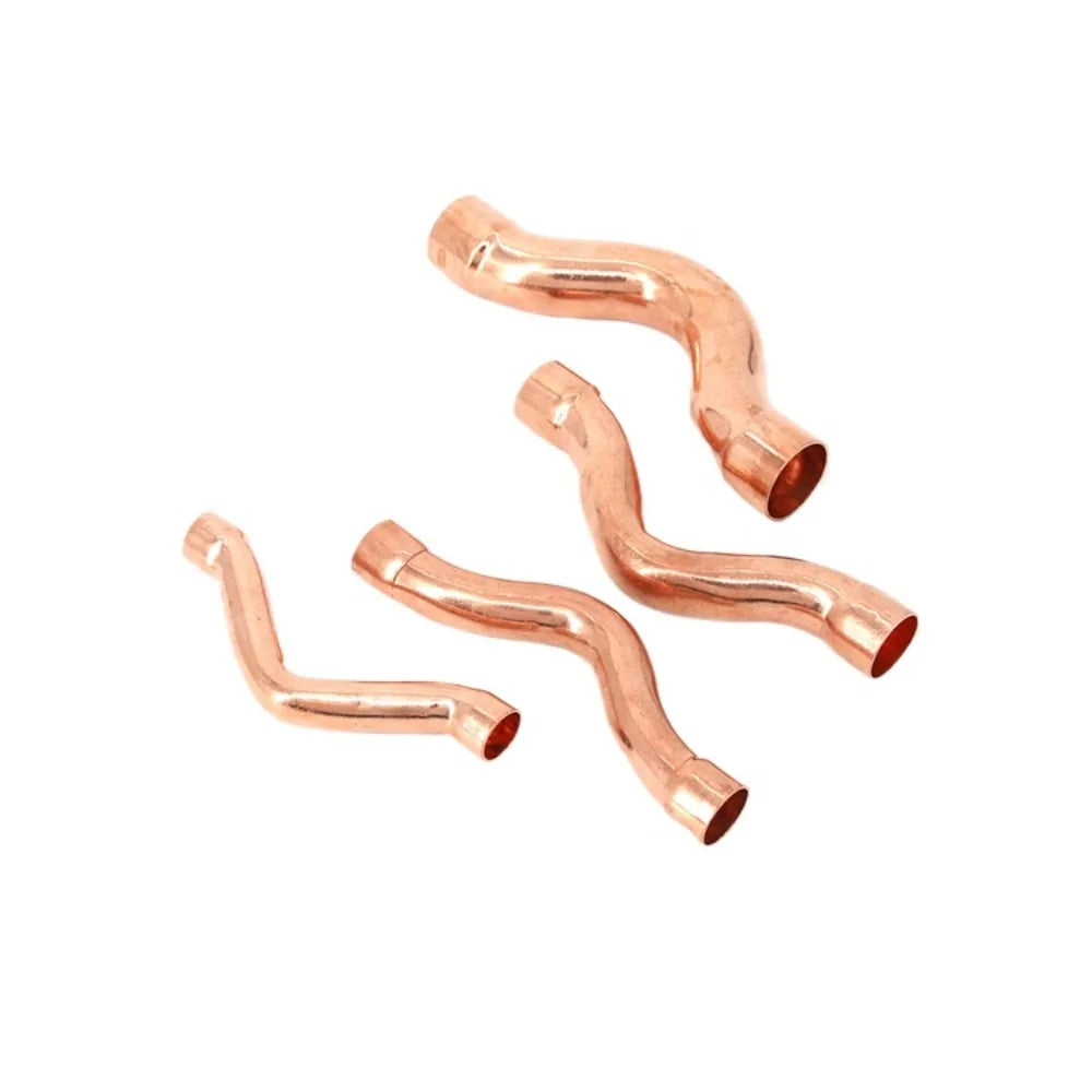 15-35mm Weld Socket End Feed Solder Arch Bridge Bend Bow Pure Copper Pipe Fitting Connector Air-Conditioning