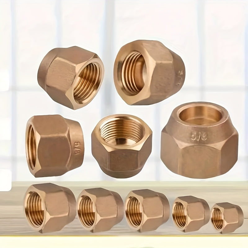 2pcs - High quality brass hexagon nut refrigeration accessories - 1/4 inch, 5/16 inch, 3/8 inch 1/2 inch, 5/8 inch, 3/4 inch, with hexagonal copper pipe nipple nuts, corrosion resistant