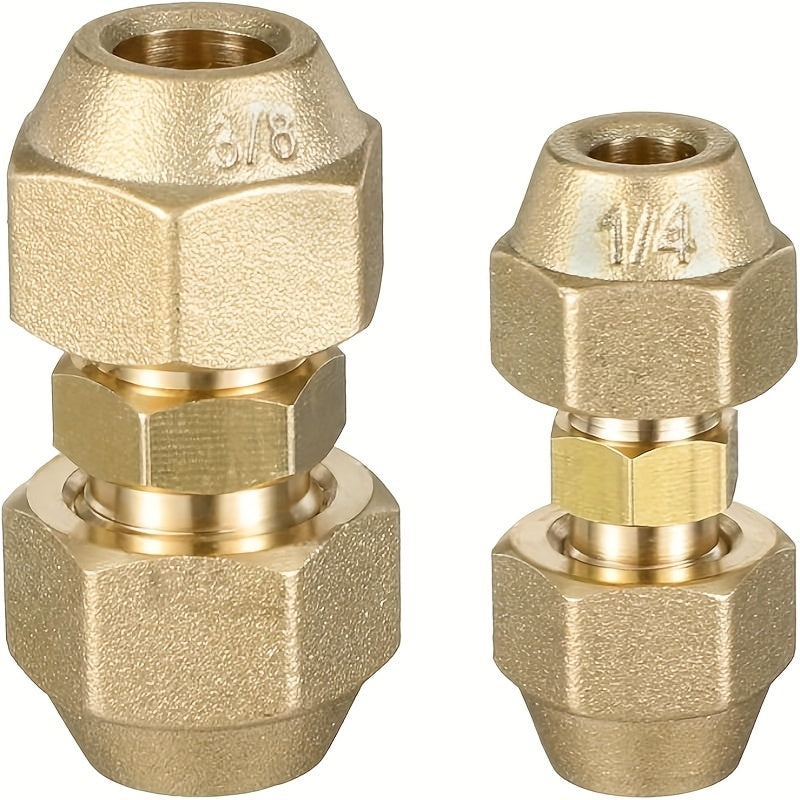 2pcs Pipe Extension Connector Kit, 1/4" and 3/8" Climate Dual Joint Adapter with Weld-Free AC Copper Pipe Fittings, Includes Unisex Nuts, Suitable for HVAC Systems, Bras Fitting, Iron Fitting, Inch With Male Hose Repair Kit,