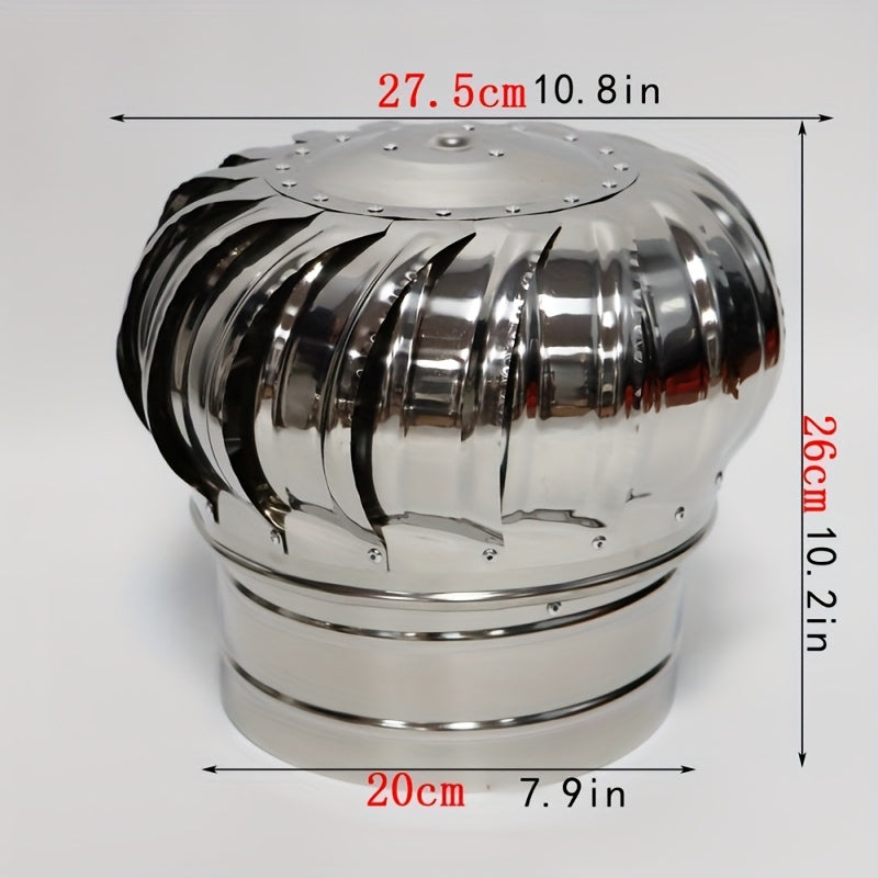Stainless Steel Non-Powered Roof Ventilation Cap, Non-Electric Roof Ventilator, Suitable for Air Circulation in Homes, Factories, Balconies and Farms