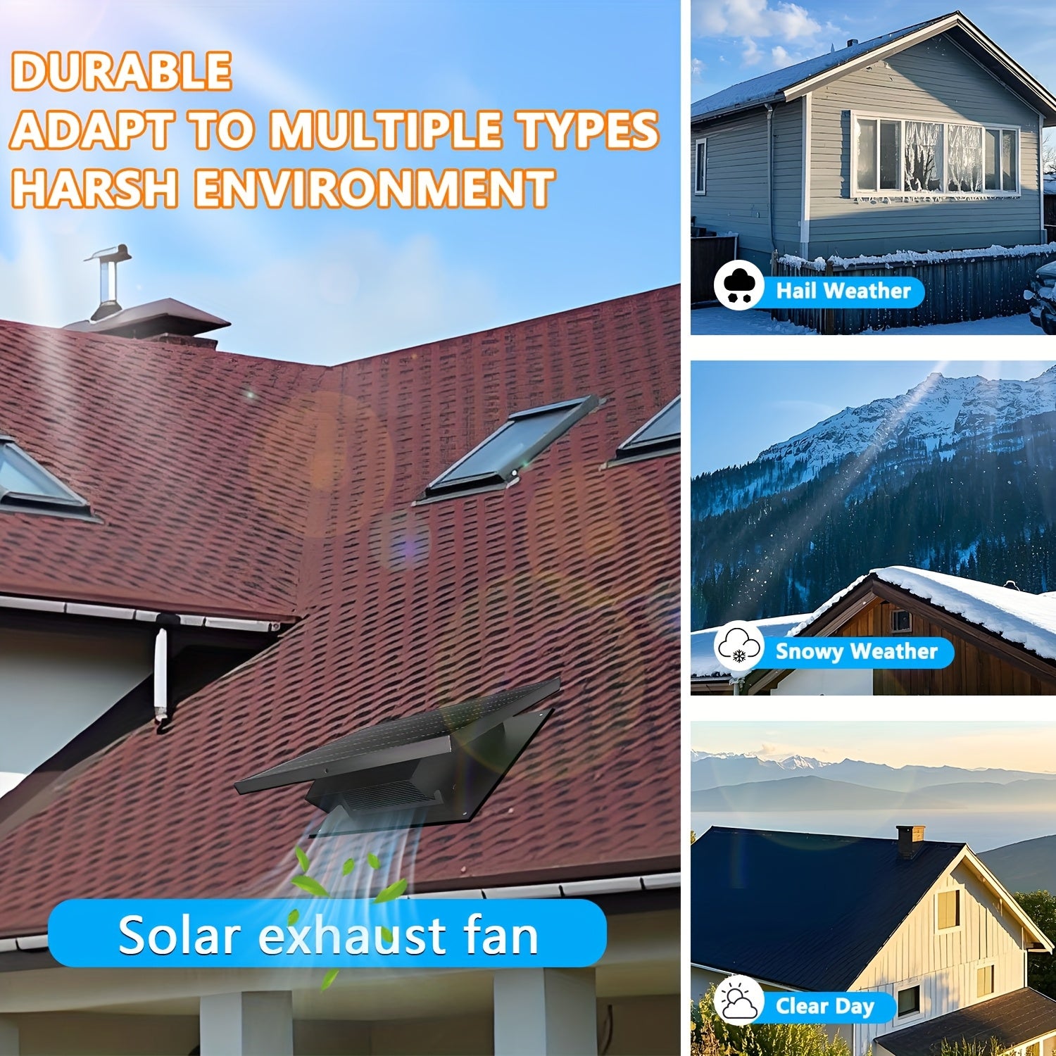 Solar Roof Vent Fan, 20.32 cm, 25W Solar Powered Attic Exhaust Fan with Up to 3000RPM for Efficient Cooling in Lofts, Warehouses, Greenhouses &amp; RVs – Black, Assembleable and Detachable