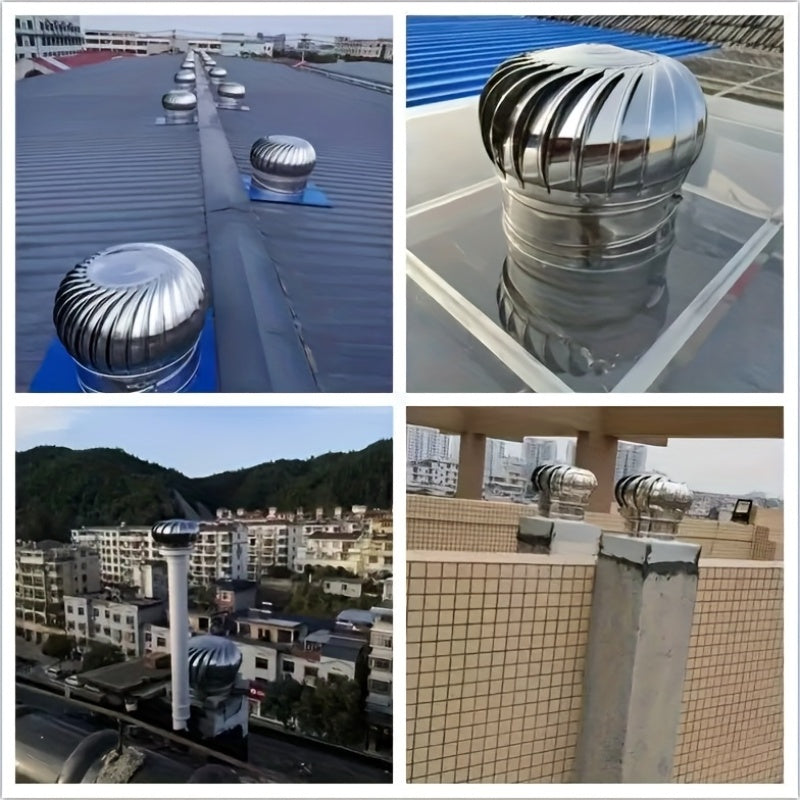 Stainless Steel Non-Powered Roof Ventilation Cap, Non-Electric Roof Ventilator, Suitable for Air Circulation in Homes, Factories, Balconies and Farms