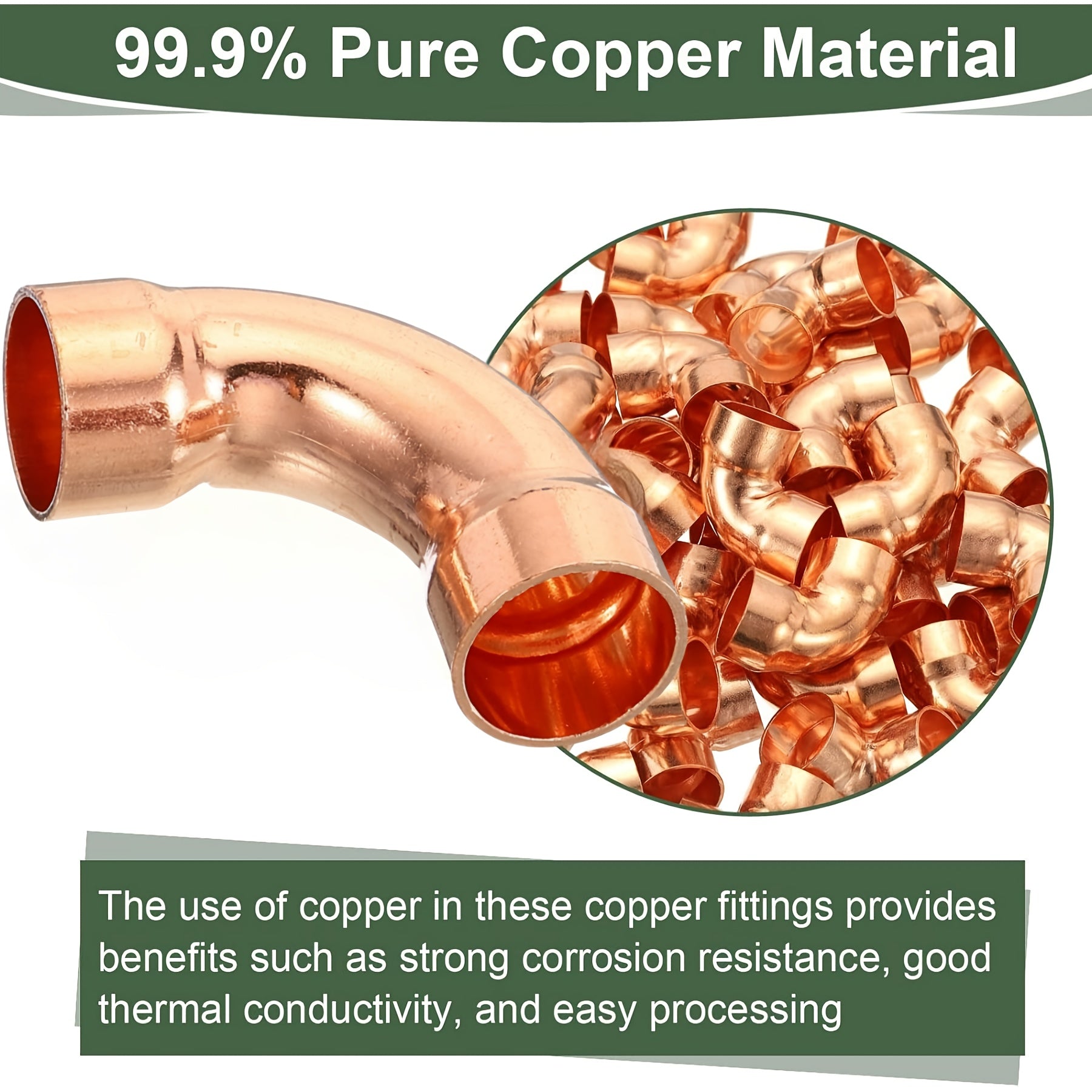 1/2 inch Inner Diameter Elbow Copper Pipe Joint, 90 Degree Long Turn Pressure Connector, Pipe Fitting Welding Joint, Suitable for Cold Welding Connection of Water HVAC Pipelines