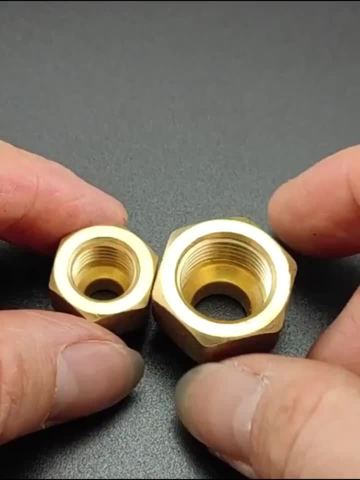 2pcs - High quality brass hexagon nut refrigeration accessories - 1/4 inch, 5/16 inch, 3/8 inch 1/2 inch, 5/8 inch, 3/4 inch, with hexagonal copper pipe nipple nuts, corrosion resistant