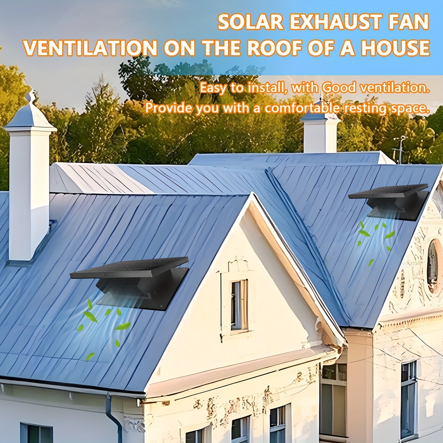 Solar Roof Vent Fan, 20.32 cm, 25W Solar Powered Attic Exhaust Fan with Up to 3000RPM for Efficient Cooling in Lofts, Warehouses, Greenhouses & RVs – Black, Assembleable and Detachable
