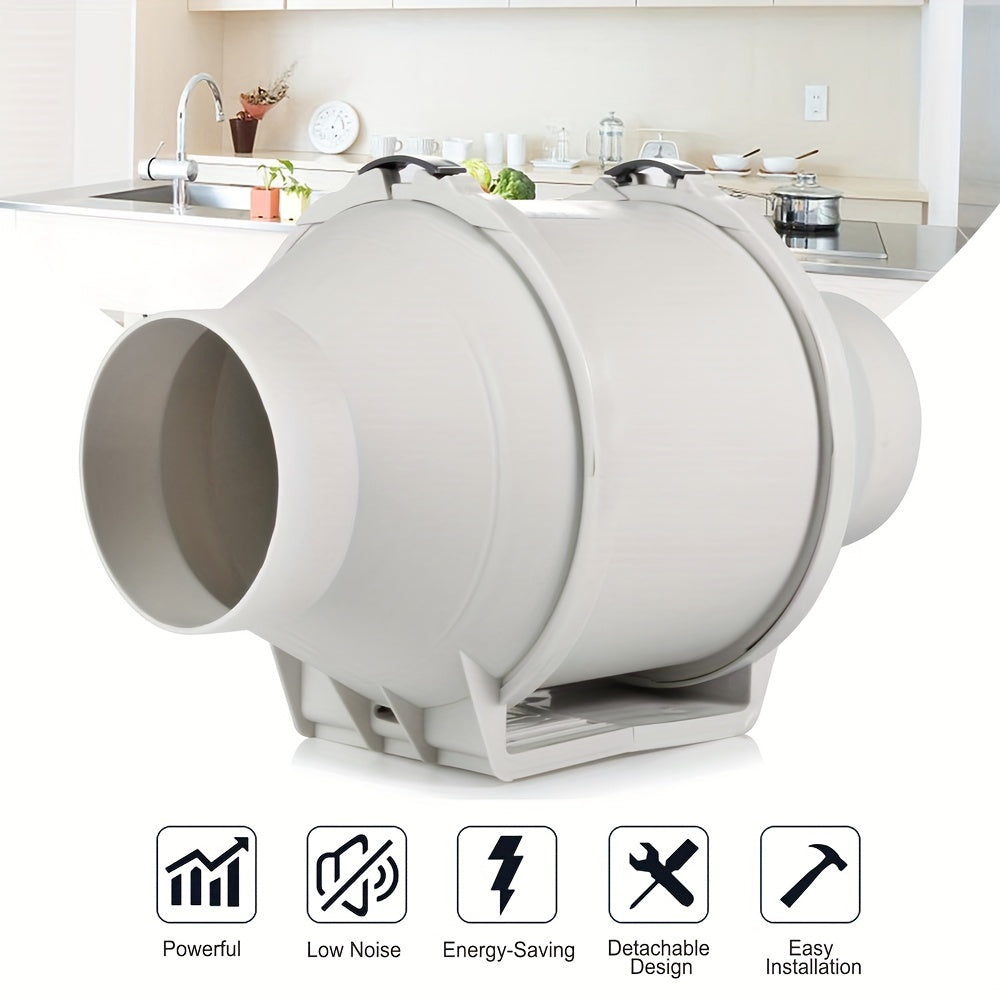 High-Speed 10.16cm Inline Duct Fan with Mixed Flow - Low Noise, Powerful Ventilation for Heating & Cooling, Ideal for Grow Tents & Hydroponics, Easy Install, 220V