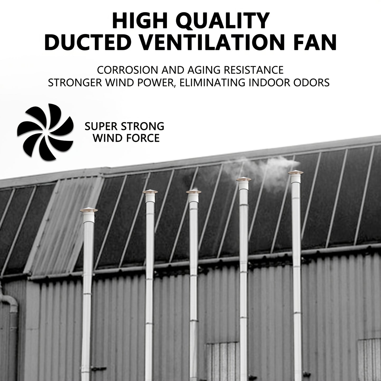 6/8W Solar Roof Vent Fan with Protective Cap - φ110 High-Speed Brushless DC Roof Exhaust Fan, Solar-Powered Attic/Garage/Workshop Ventilation, No Battery Needed, Compatible with Hose for Residential/Commercial Use - Ideal fo